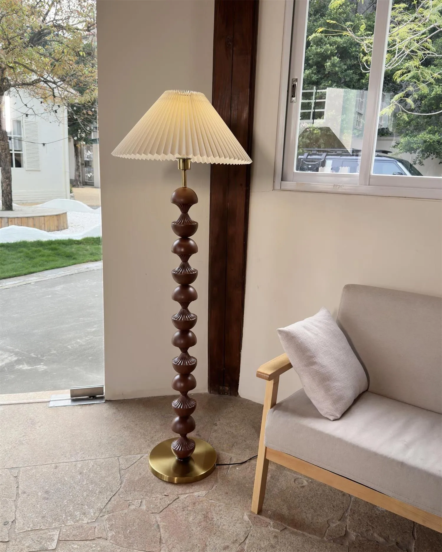 Bobbin Wood Floor Lamp