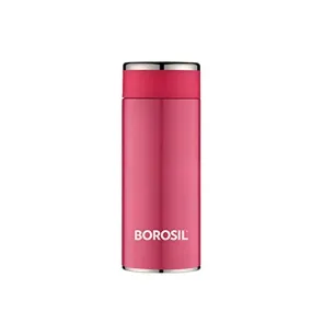 Borosil Stainless Steel Hydra Travelsmart - Vacuum Insulated Flask Water Bottle, 200 ML, Pink