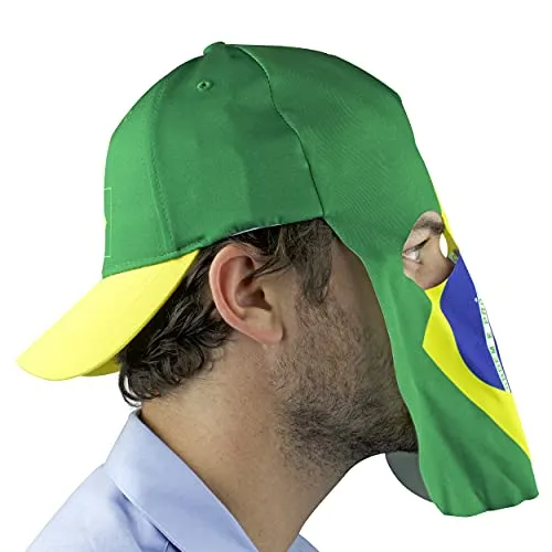 Brazil Fan Mask and Hat Combo for Parties or Sporting Events Maccabi Art