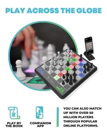 Bryght Labs - ChessUp - Electronic Chess Board - Built-in Chess Engine & Instructor - Includes Chess Set TouchSense Pieces - Light Up Smart Chess Board - Features AI, Wireless Play & Companion App