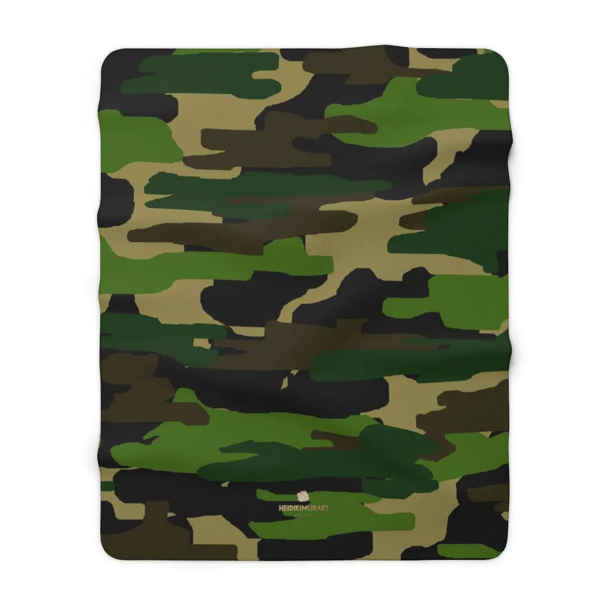 Camo Military Army Print Designer Cozy Sherpa Fleece Blanket-Made in USA