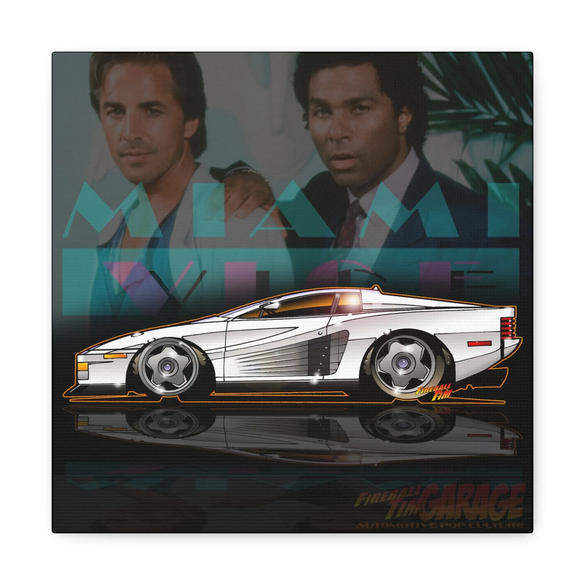 Canvas Prints, MIAMI VICE Ferrari Testarossa TV Show Concept Art, 3 Sizes,