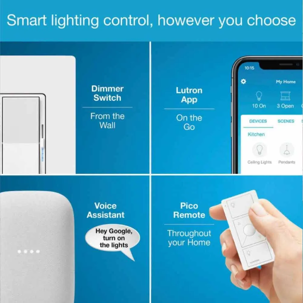 Caseta Wireless Smart Dimmer Starter Kit with Smart Hub and Pico Remote, 150-Watt LED