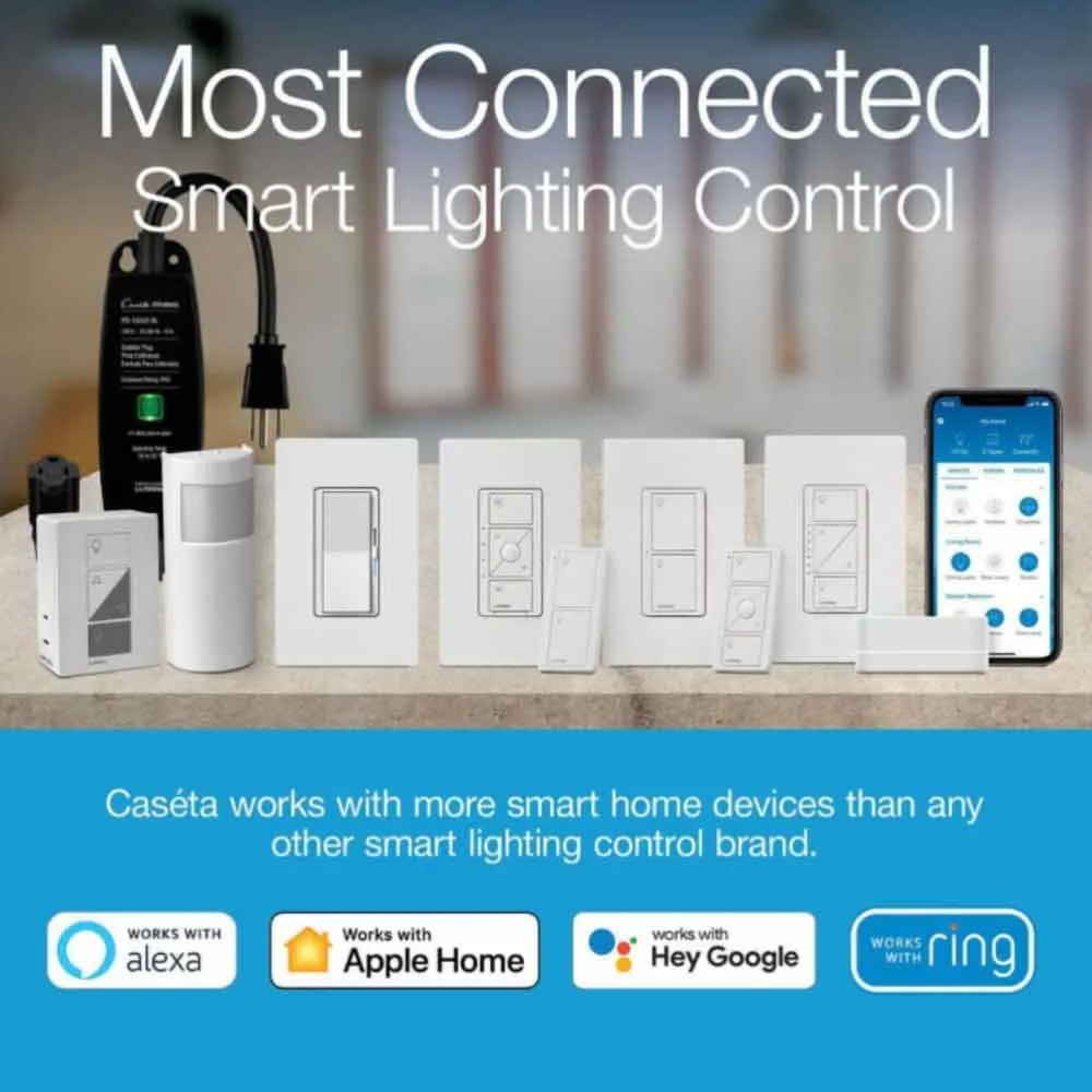 Caseta Wireless Smart Dimmer Starter Kit with Smart Hub and Pico Remote, 150-Watt LED