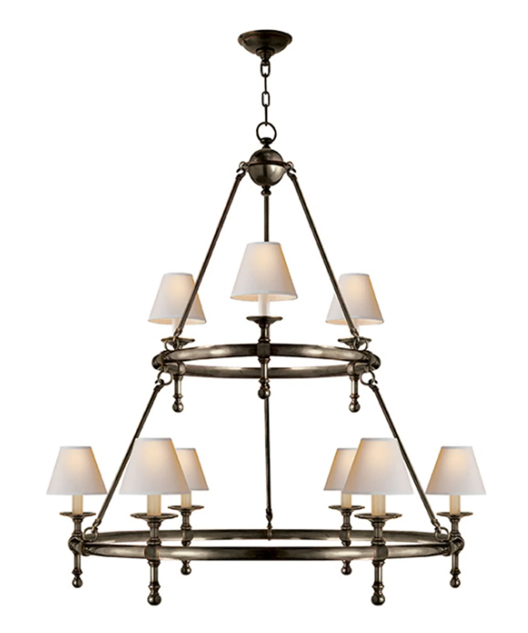 Classic Two-Tier Ring Chandelier, Bronze