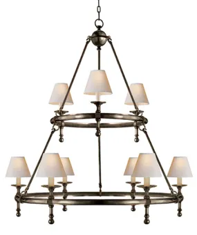 Classic Two-Tier Ring Chandelier, Bronze