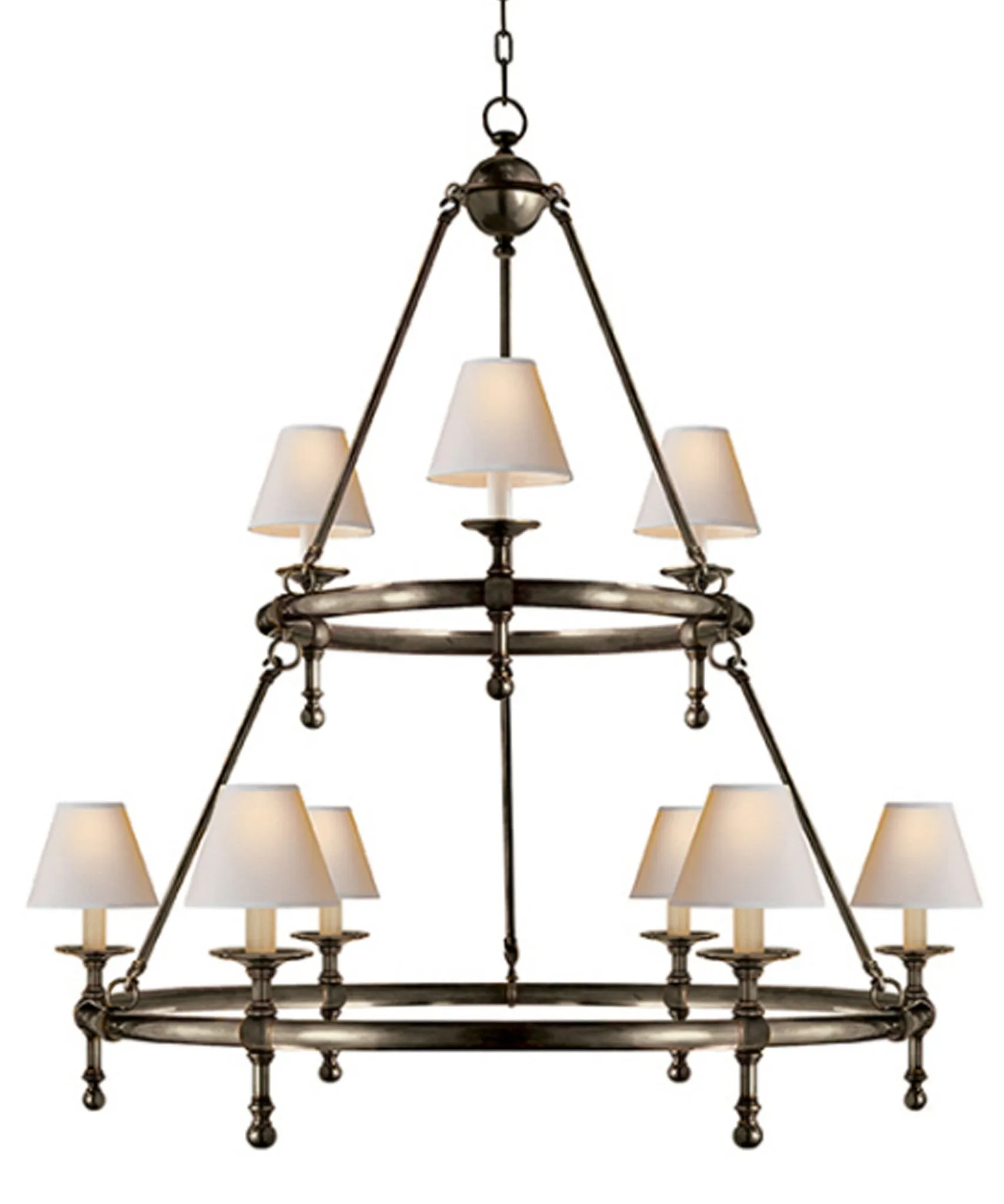 Classic Two-Tier Ring Chandelier, Bronze