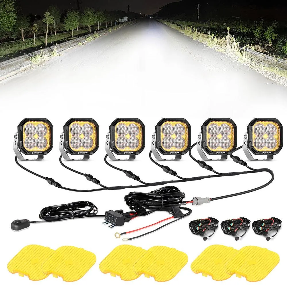 Color Play Series 3 Inch 100W LED Pod Lights Off Road Lights with White DRL & Amber Turn Signal Lights