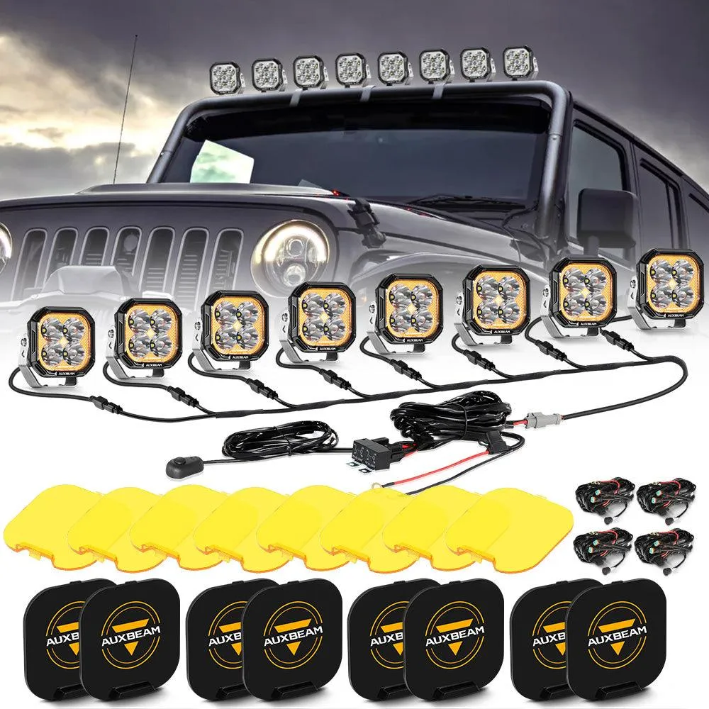 Color Play Series 3 Inch 100W LED Pod Lights Off Road Lights with White DRL & Amber Turn Signal Lights