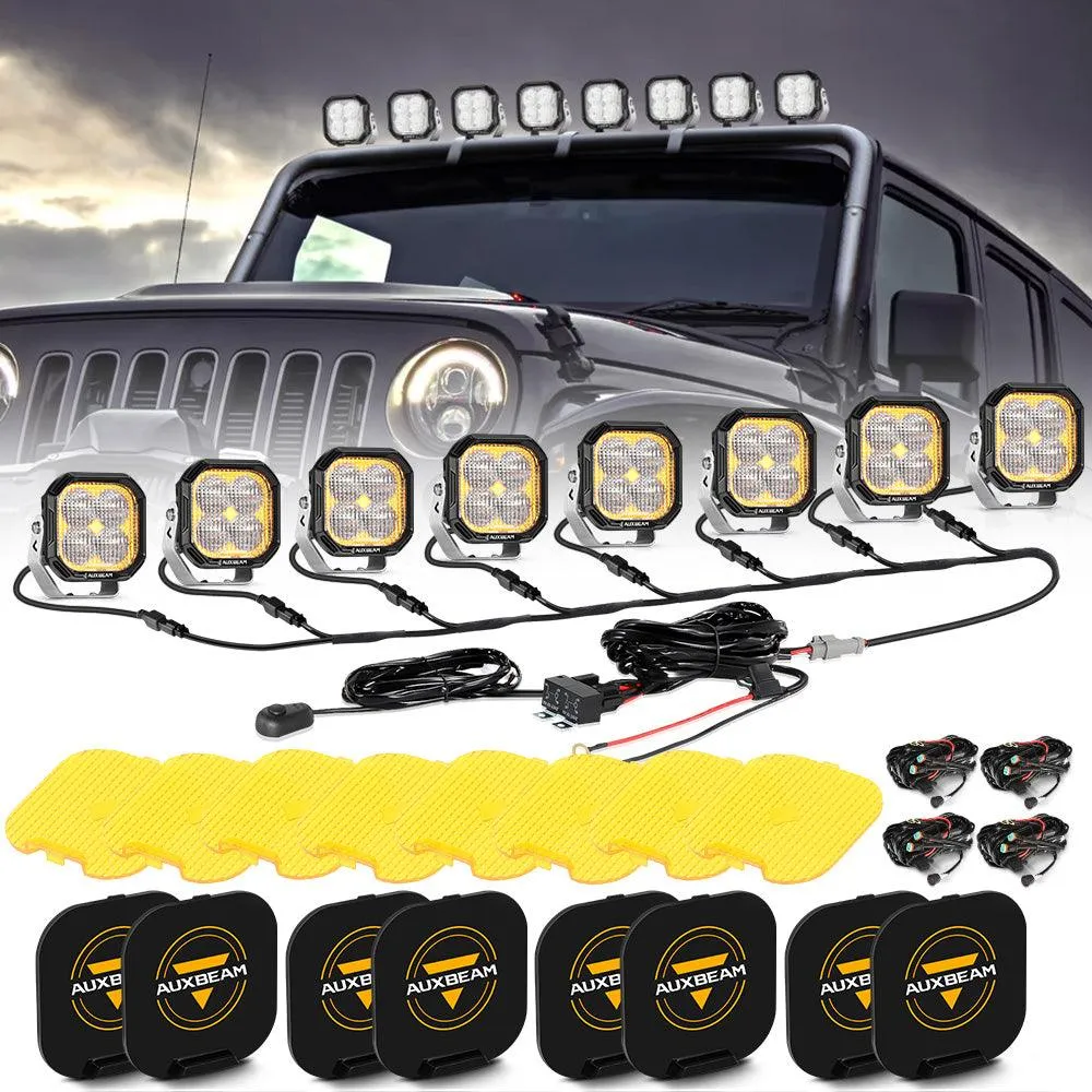 Color Play Series 3 Inch 100W LED Pod Lights Off Road Lights with White DRL & Amber Turn Signal Lights