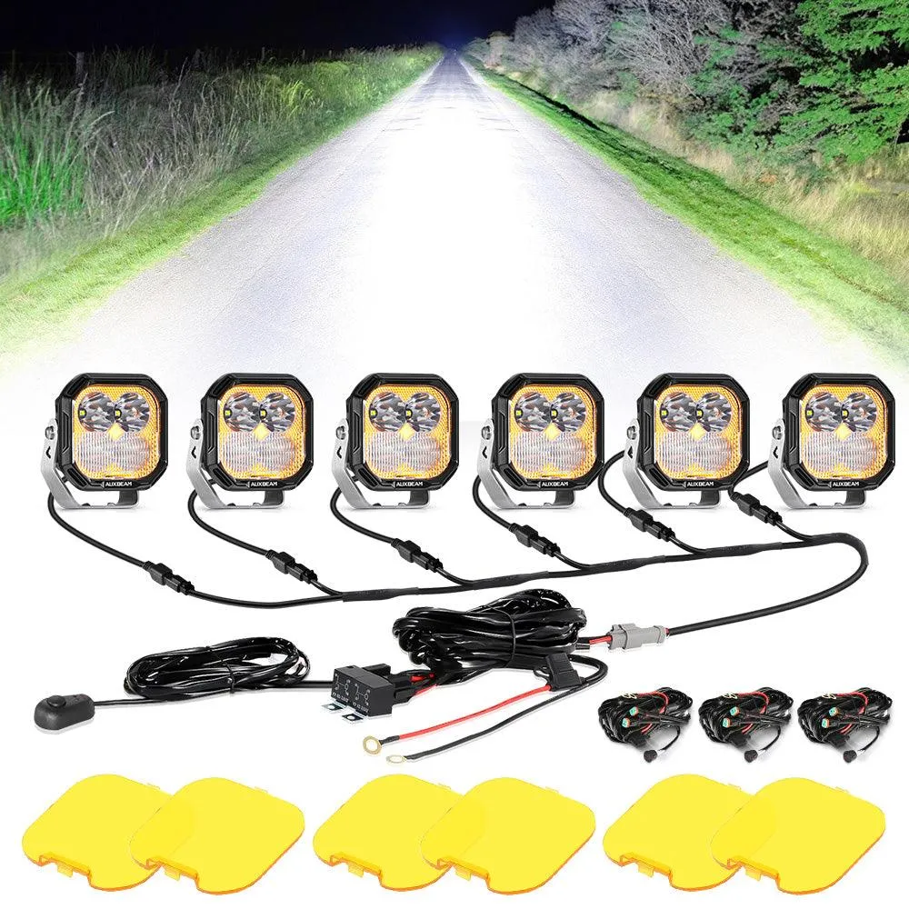 Color Play Series 3 Inch 100W LED Pod Lights Off Road Lights with White DRL & Amber Turn Signal Lights