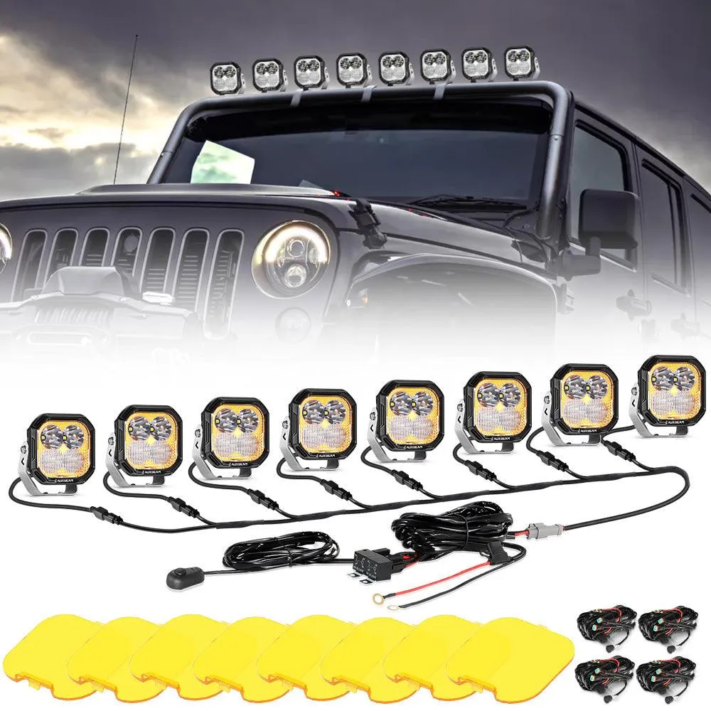 Color Play Series 3 Inch 100W LED Pod Lights Off Road Lights with White DRL & Amber Turn Signal Lights