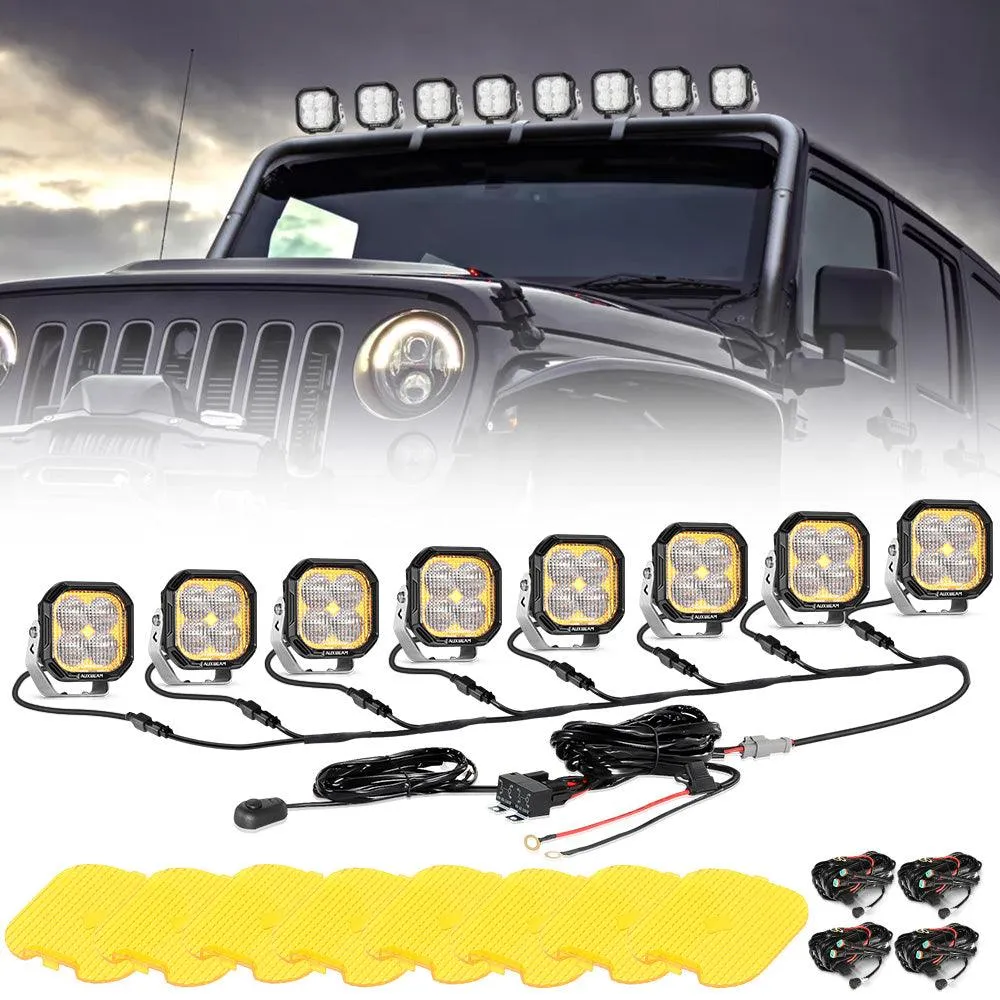 Color Play Series 3 Inch 100W LED Pod Lights Off Road Lights with White DRL & Amber Turn Signal Lights