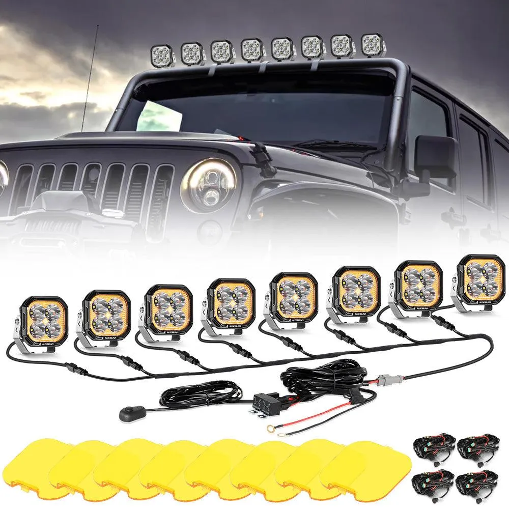 Color Play Series 3 Inch 100W LED Pod Lights Off Road Lights with White DRL & Amber Turn Signal Lights