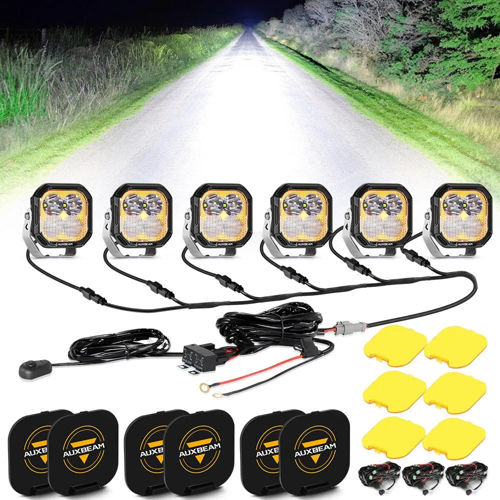 Color Play Series 3 Inch 100W LED Pod Lights Off Road Lights with White DRL & Amber Turn Signal Lights