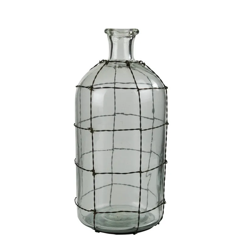 Conde Glass Bottle, Wire Grid - Sm