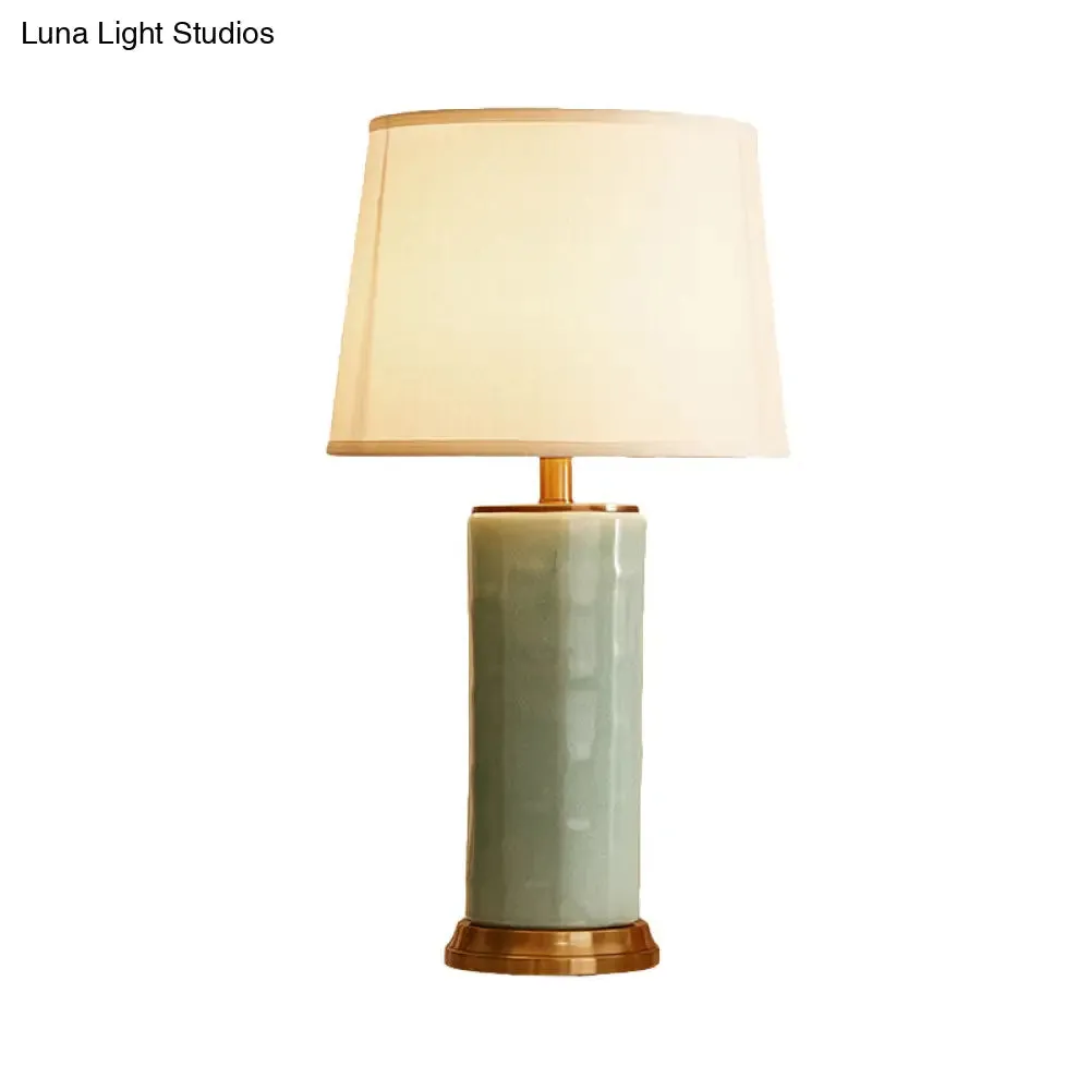 Contemporary Green/Coffee Barrel Reading Book Light – Stylish 1-Head Task Lighting with Fabric Shade