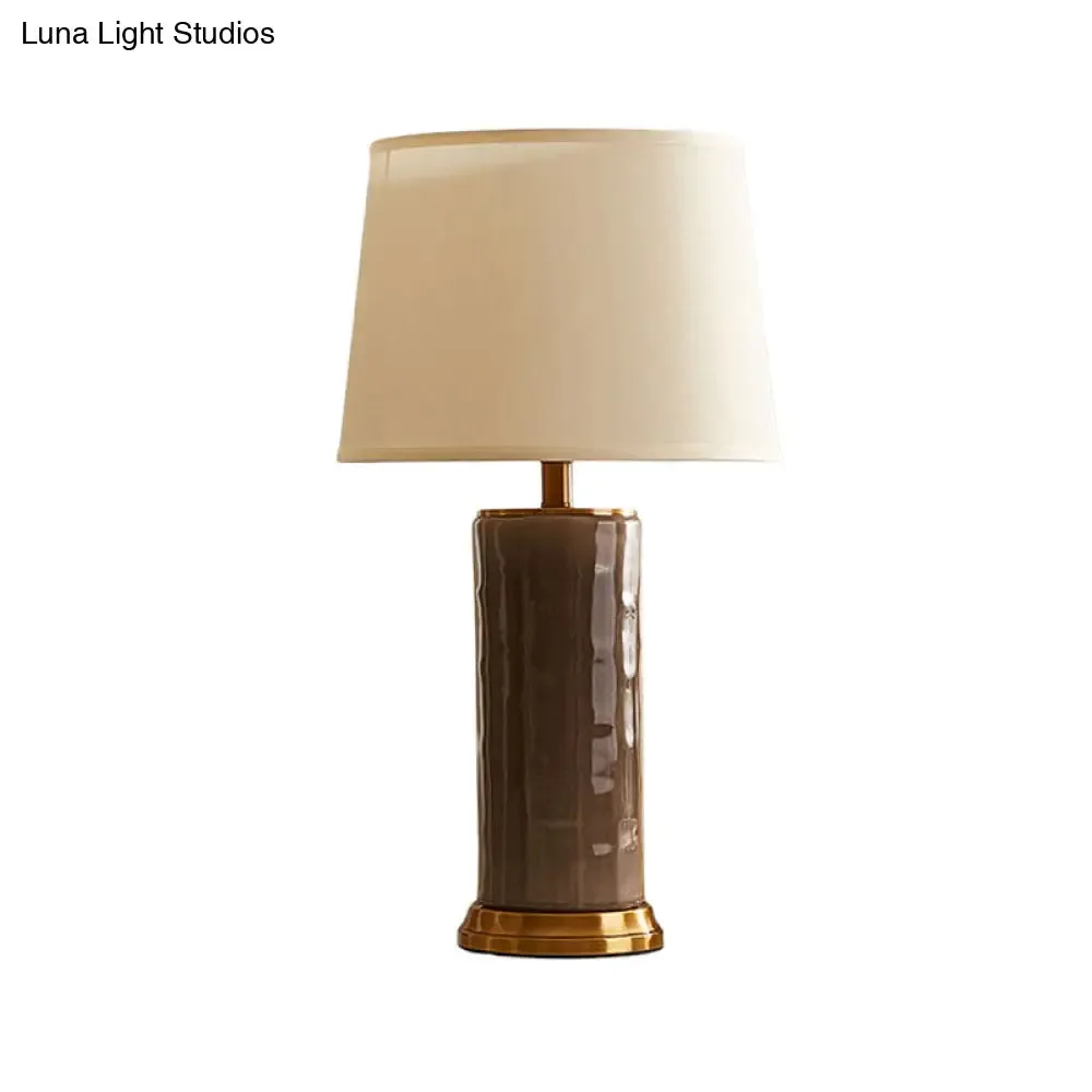 Contemporary Green/Coffee Barrel Reading Book Light – Stylish 1-Head Task Lighting with Fabric Shade