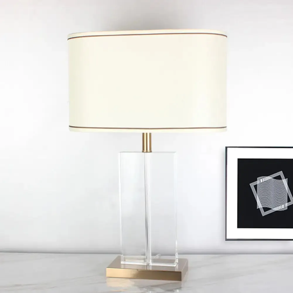 Contemporary Hand-Cut Crystal Book Light - Rectangle Task Lamp in White