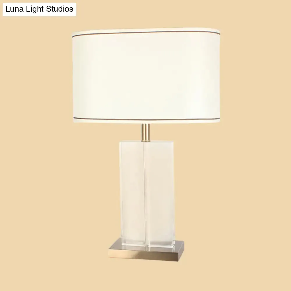 Contemporary Hand-Cut Crystal Book Light - Rectangle Task Lamp in White