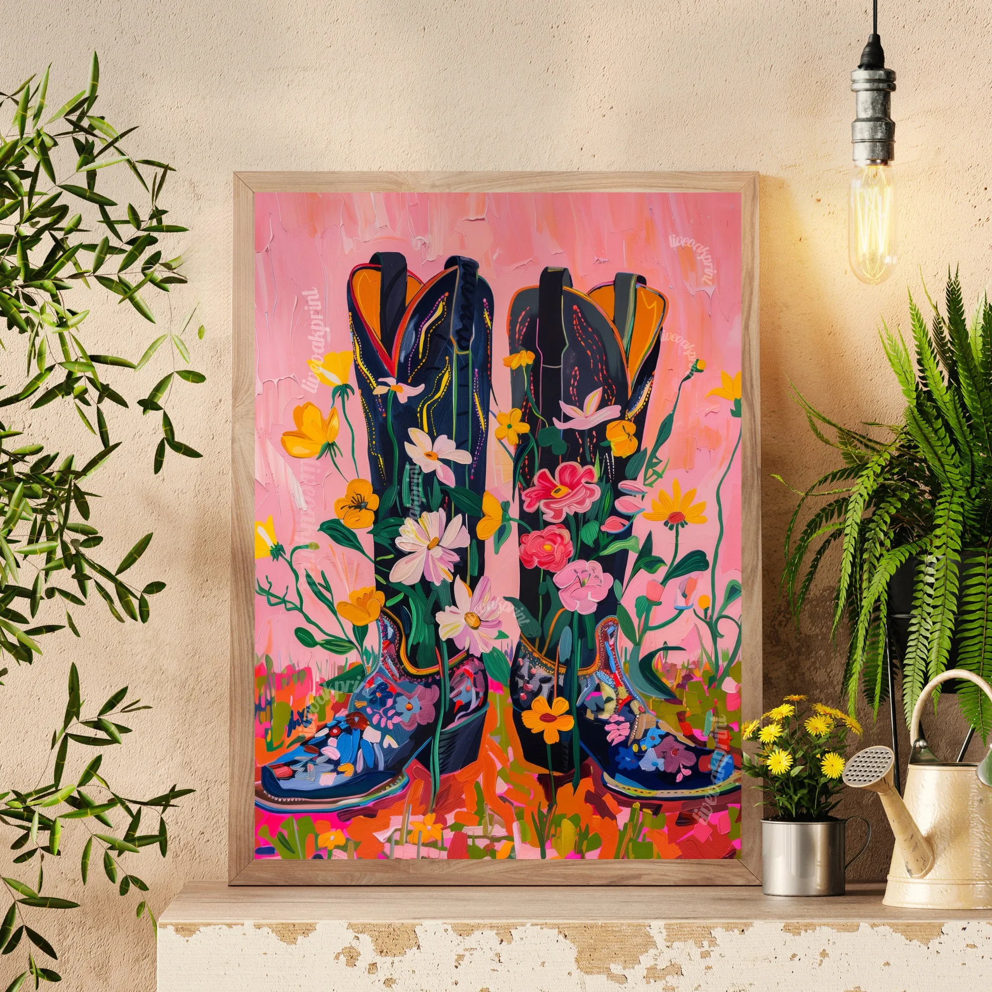 Cowboy Boots - Maximalist Wall Art - Floral Cowgirl Boots Print - Western Wall Art - Cowgirl Wall Decor - Maximalist Wall Art - Preppy Decor