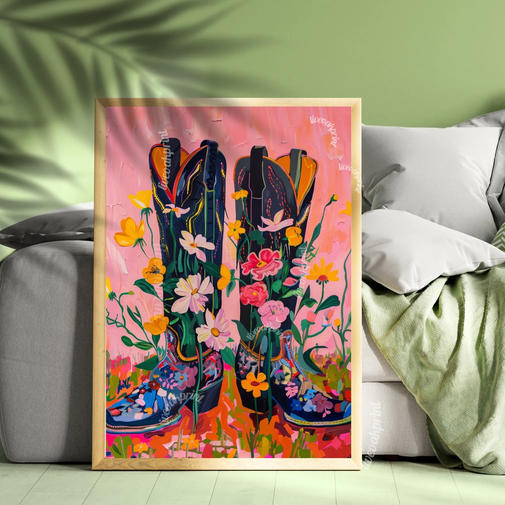 Cowboy Boots - Maximalist Wall Art - Floral Cowgirl Boots Print - Western Wall Art - Cowgirl Wall Decor - Maximalist Wall Art - Preppy Decor