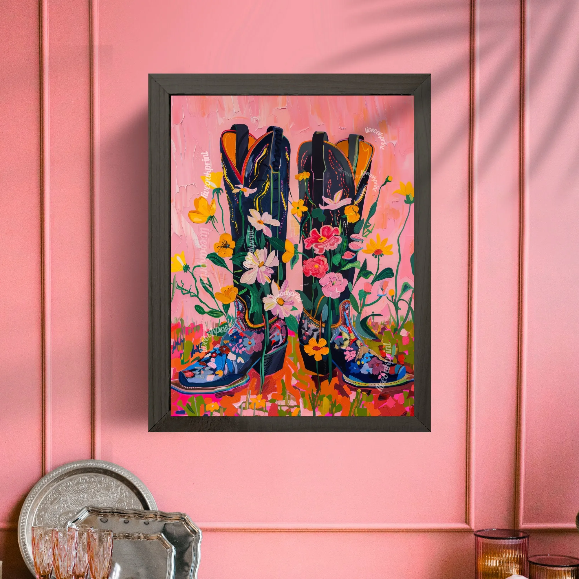 Cowboy Boots - Maximalist Wall Art - Floral Cowgirl Boots Print - Western Wall Art - Cowgirl Wall Decor - Maximalist Wall Art - Preppy Decor