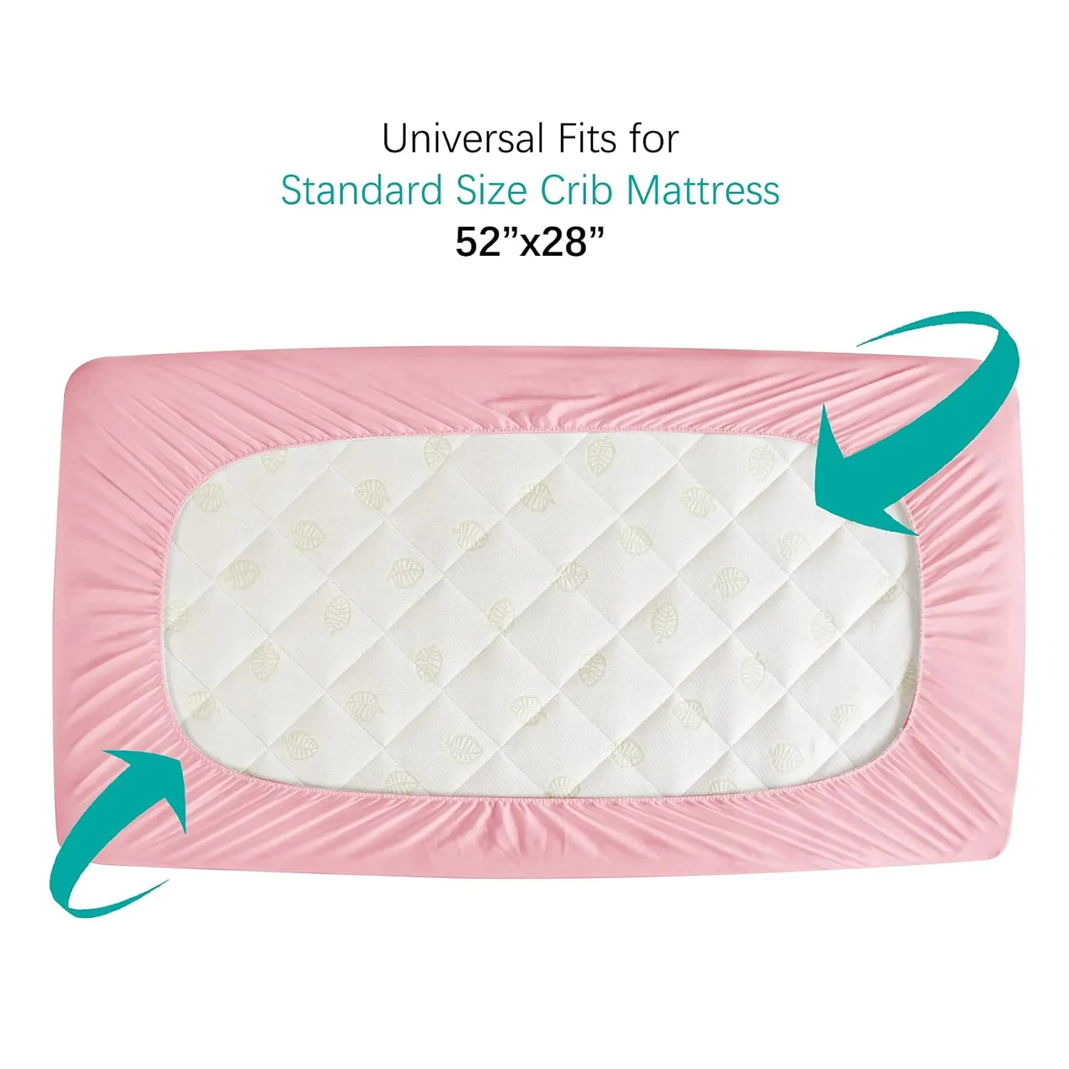 Crib Mattress Protector/ Pad Cover - 2 Pack, Quilted Microfiber, Waterproof, Pink (for Standard Crib/ Toddler Bed)