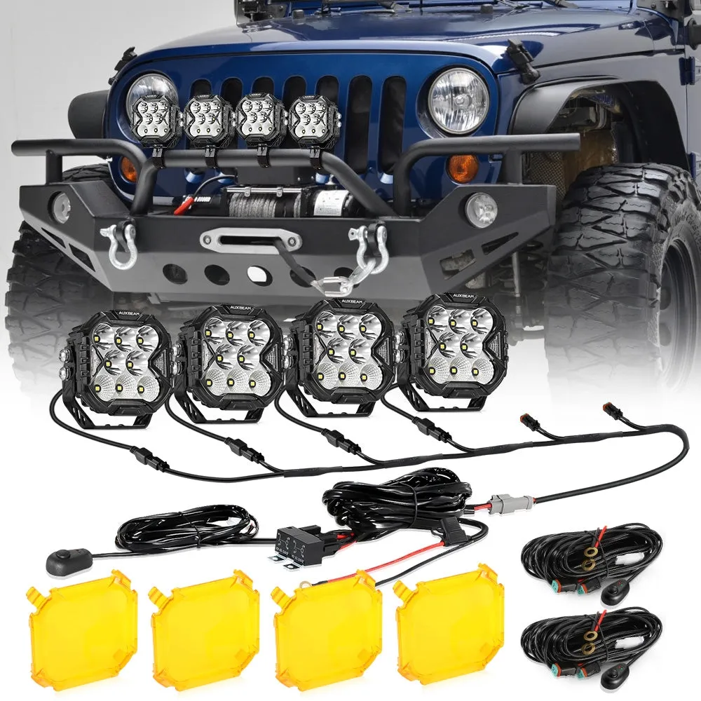 CUBE-Z Series 4 Inch Combo LED Pod Lights Off Road Lights with White DRL & Amber Turn Signal Lights