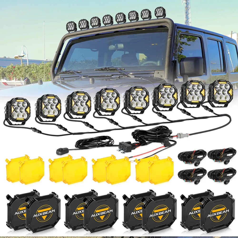 CUBE-Z Series 4 Inch Combo LED Pod Lights Off Road Lights with White DRL & Amber Turn Signal Lights