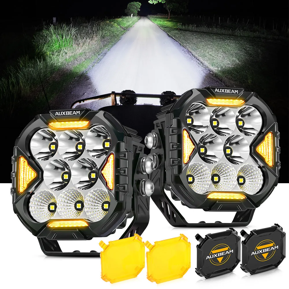 CUBE-Z Series 4 Inch Combo LED Pod Lights Off Road Lights with White DRL & Amber Turn Signal Lights