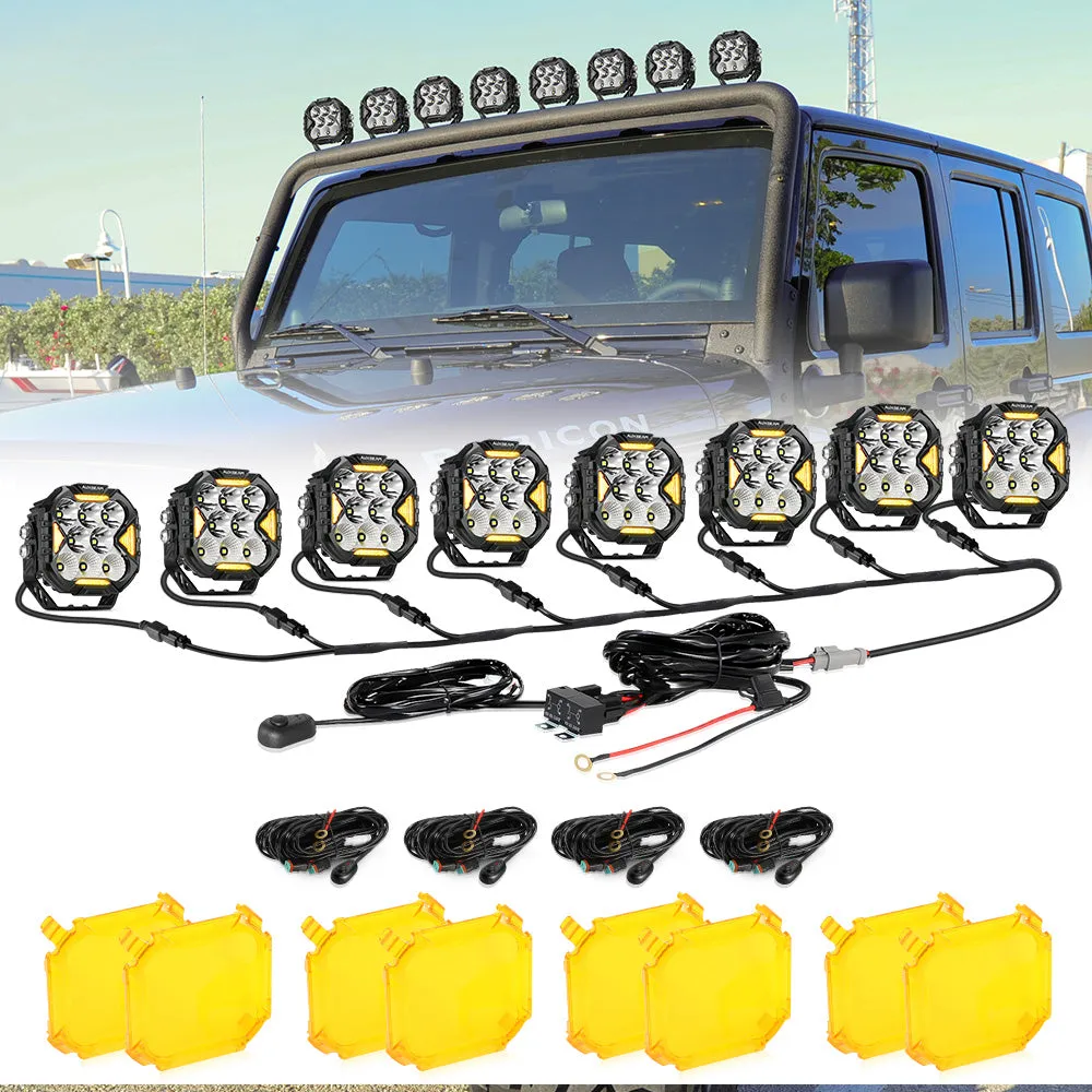 CUBE-Z Series 4 Inch Combo LED Pod Lights Off Road Lights with White DRL & Amber Turn Signal Lights