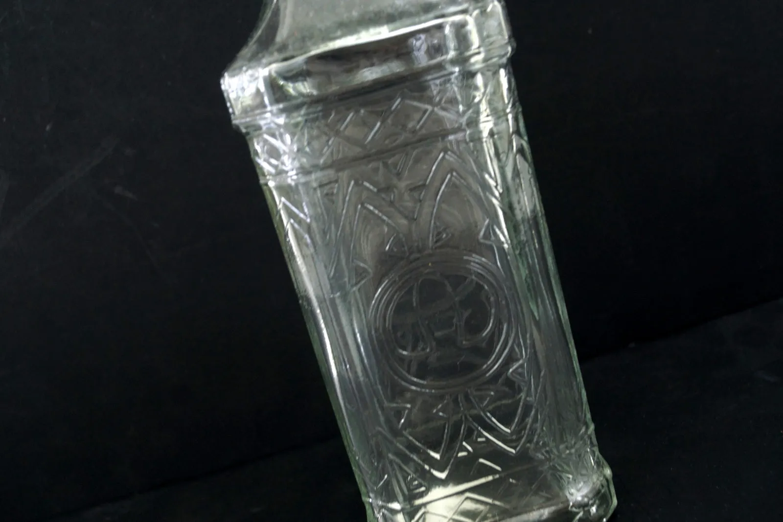 Decorative Clear Glass "Whiskey Style" Bottle with Cork, 12" tall