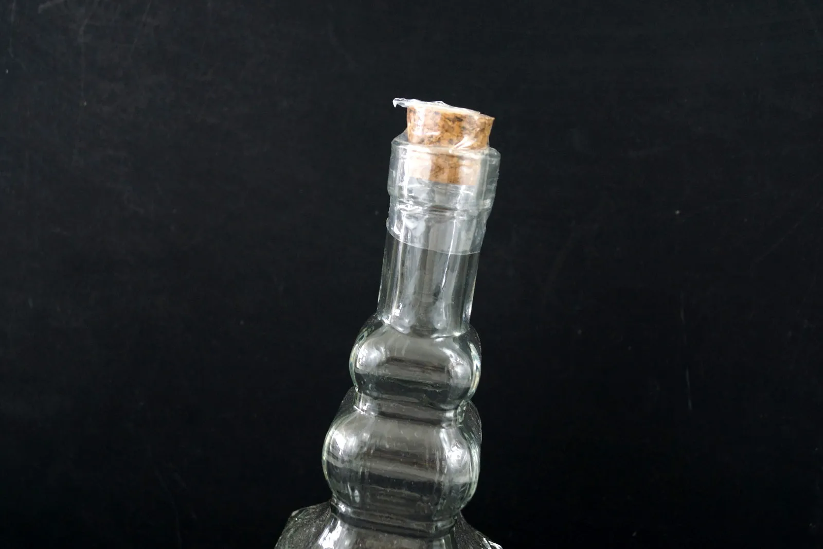 Decorative Clear Glass "Whiskey Style" Bottle with Cork, 12" tall