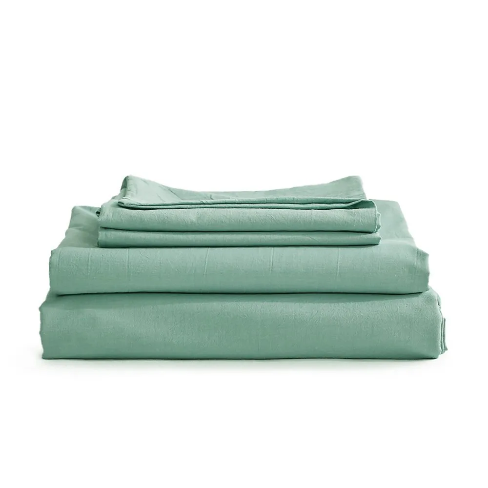 Deluxe Sheet Set Bed Sheets Set Single Flat Cover Pillow Case Green Essential