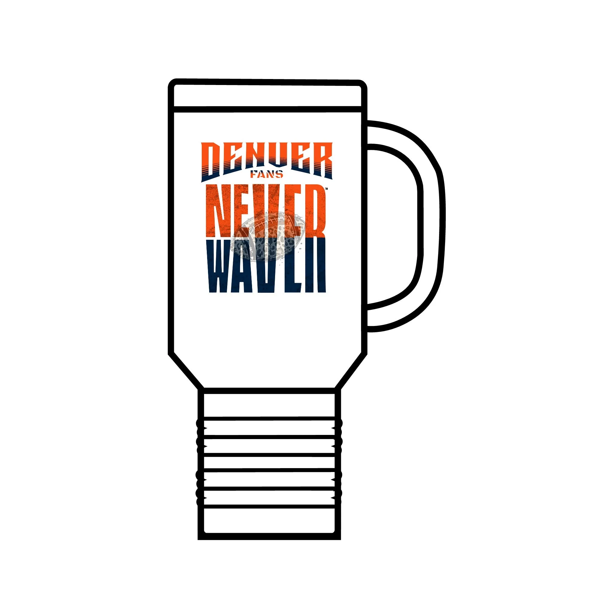 Denver Fans Never Waver with leopard football Insulated Travel Mug, 40oz