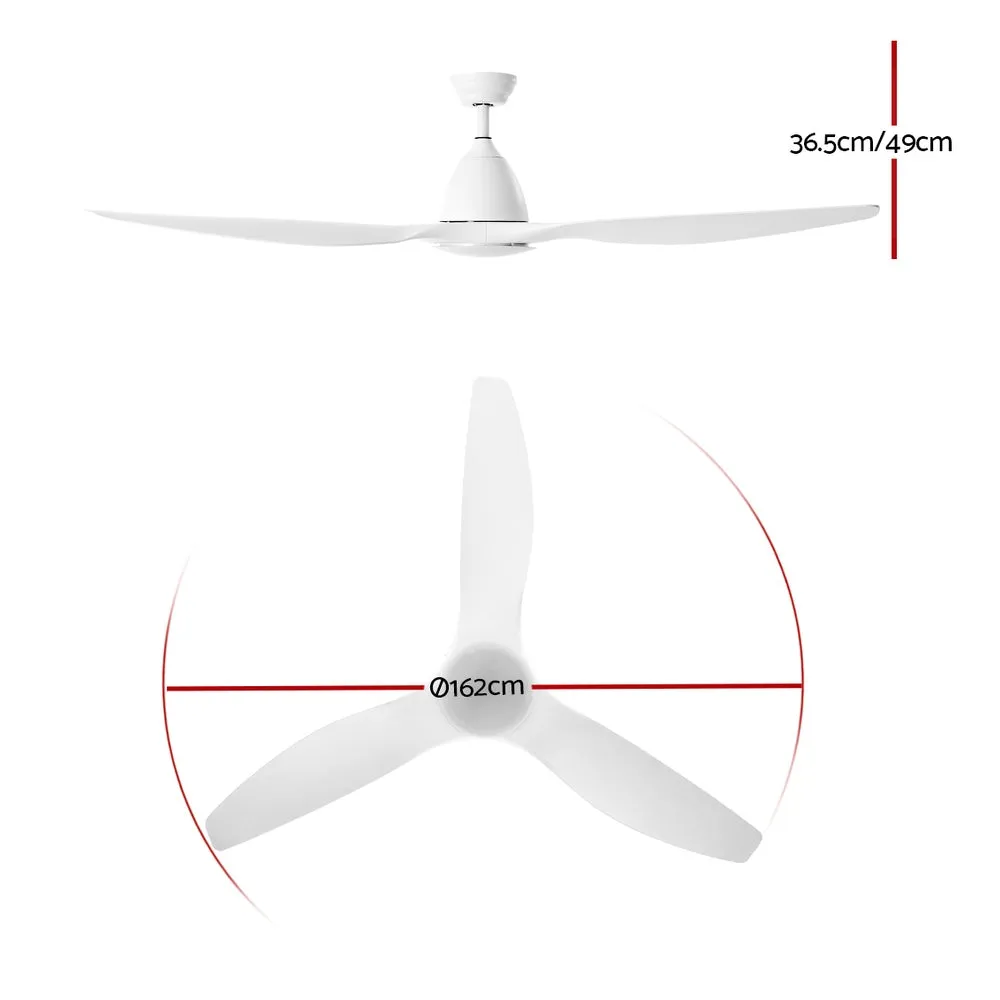 Devanti 64'' DC Motor Ceiling Fan With Light LED Remote Control Fans 3 Blades