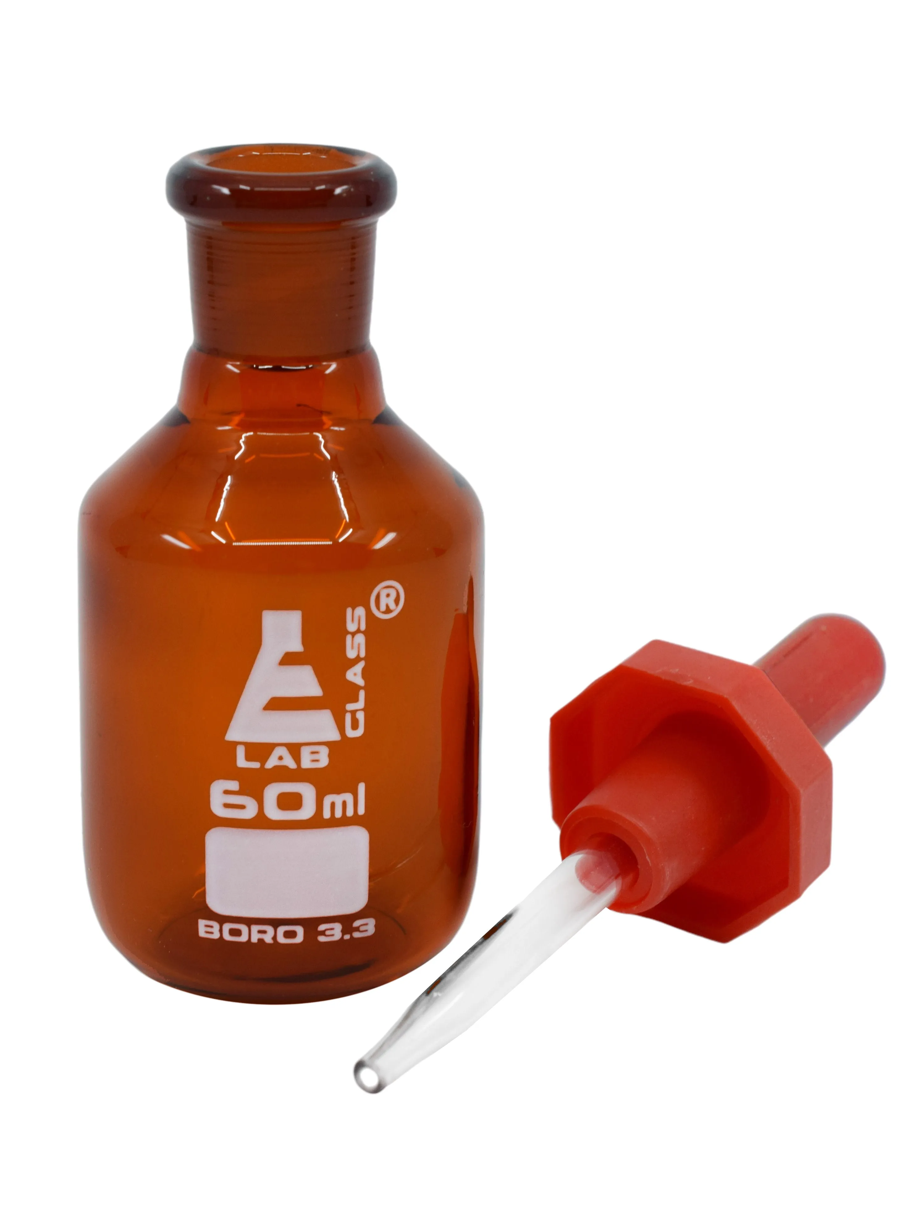 Dropping Bottle, 60ml (2oz) - Eye Dropper Pipette - Amber Borosilicate 3.3 Glass