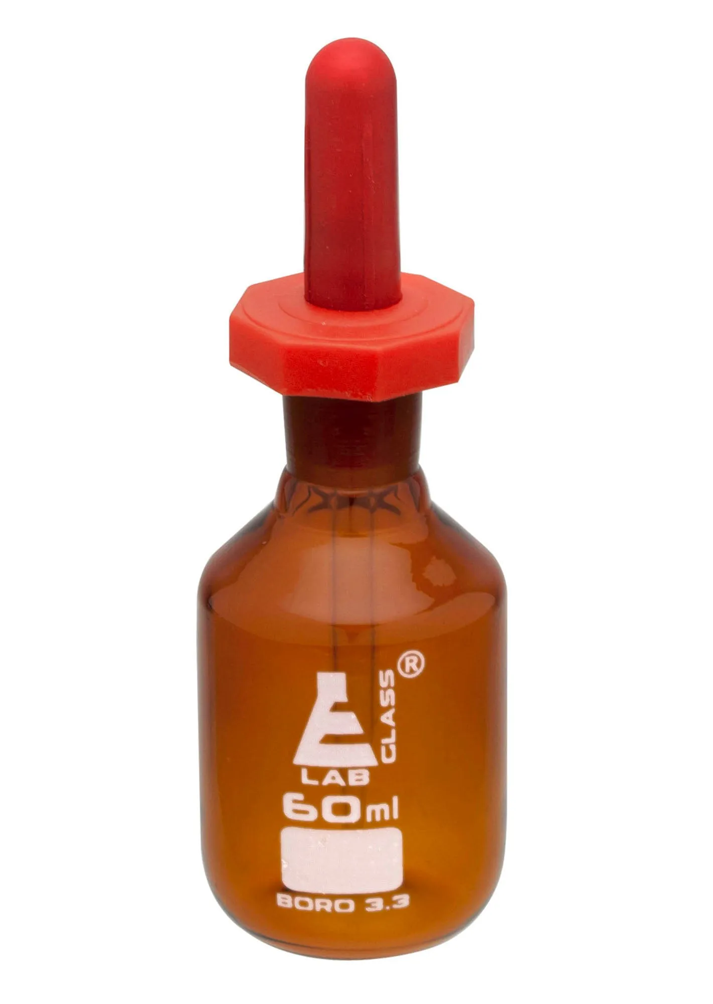 Dropping Bottle, 60ml (2oz) - Eye Dropper Pipette - Amber Borosilicate 3.3 Glass