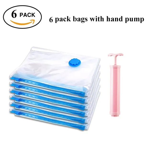 Durable Vacuum Storage Bags For Clothes Pillows Bedding Blanket More Space Save Compression Travel Hand Pump Seal Zipper