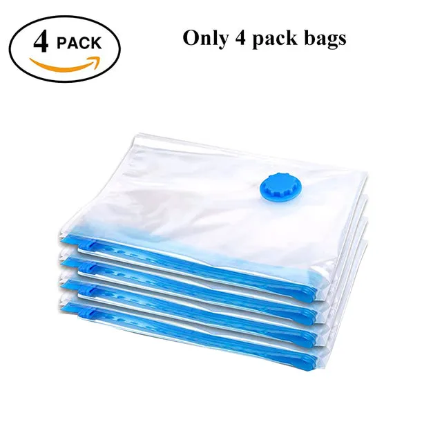 Durable Vacuum Storage Bags For Clothes Pillows Bedding Blanket More Space Save Compression Travel Hand Pump Seal Zipper