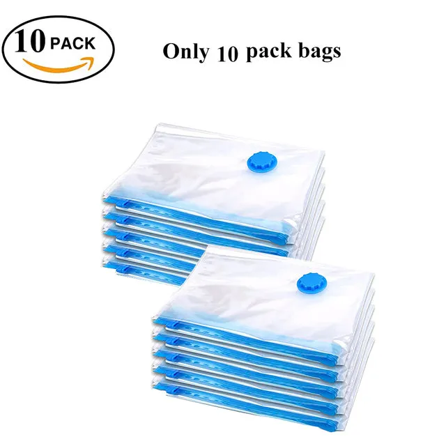 Durable Vacuum Storage Bags For Clothes Pillows Bedding Blanket More Space Save Compression Travel Hand Pump Seal Zipper