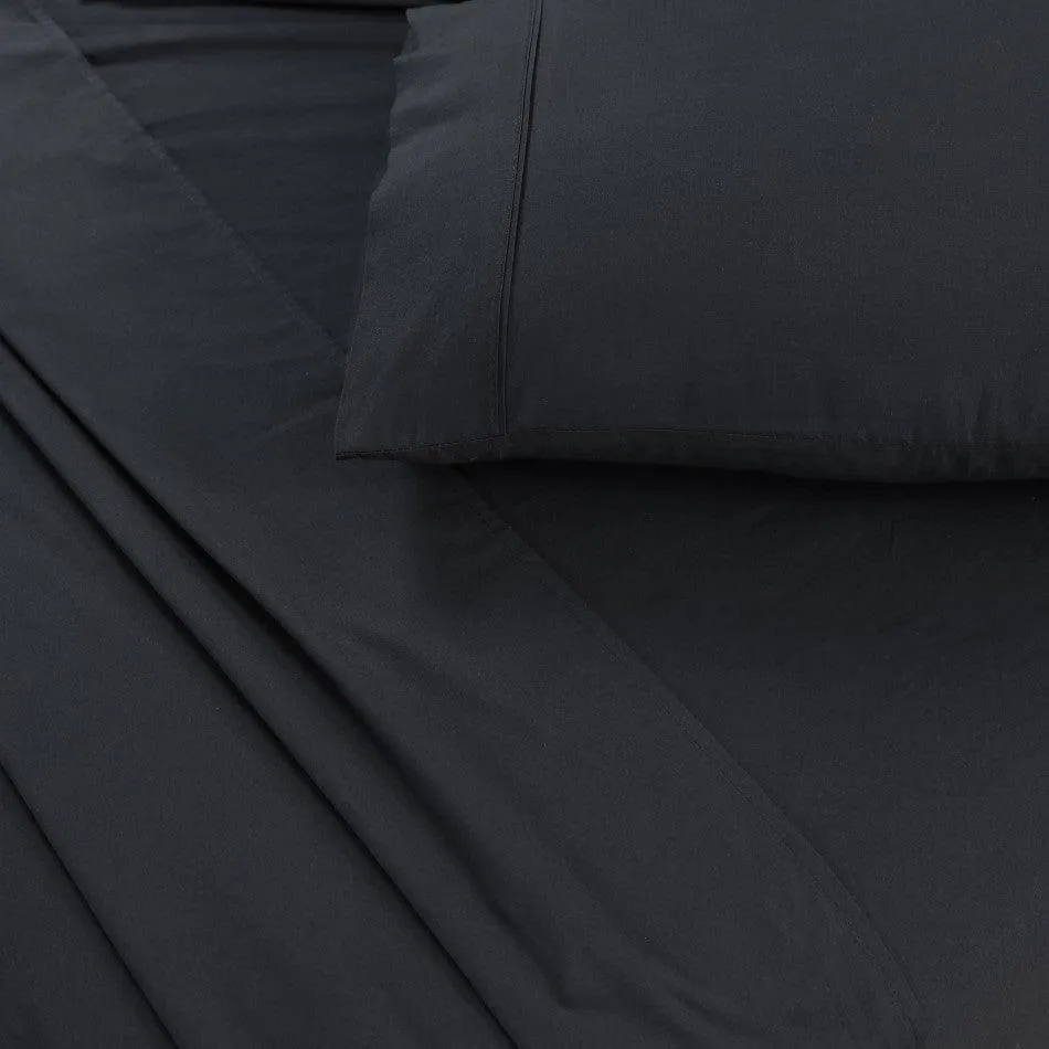 Elan Linen 100% Egyptian Cotton Vintage Washed 500TC Charcoal King Single Bed Sheets Set