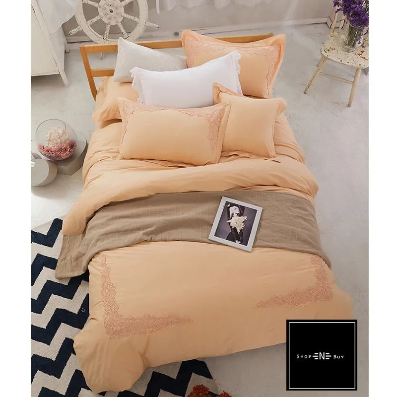 Embroidered Duvet 8 Pieces -Orange