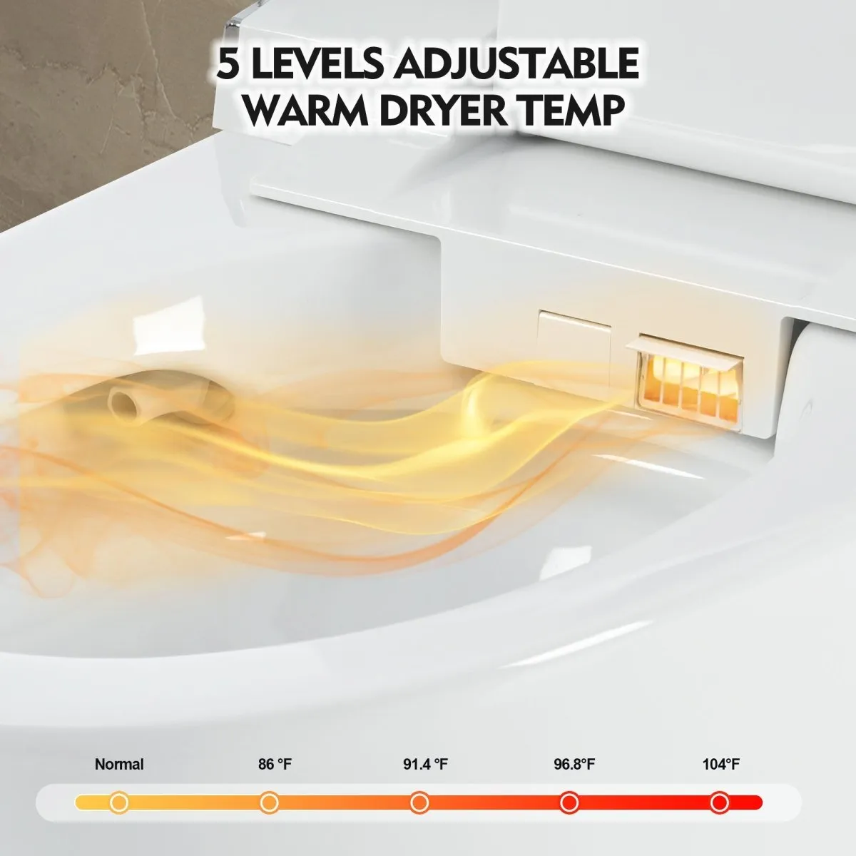 ExBrite Luxury Smart Toilet with Dryer,Warm Water,Elongated Bidet,Heated Seat,Remote Control,Night Light,Power Outage Flushing,Soft Close