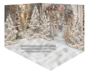 Fabric Room Frosted Fantasy Forest Lights   Frosted Fantasy Castle Path   Fresh Powder Snow