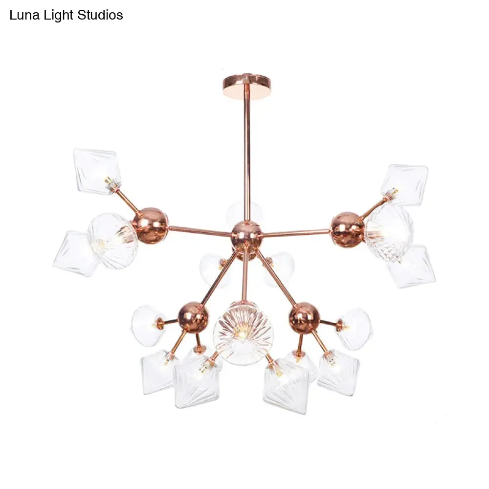 Farmhouse Style Diamond Chandelier: Amber/Clear Glass, Multiple Light Options, 13"/27.5"/34" Wide