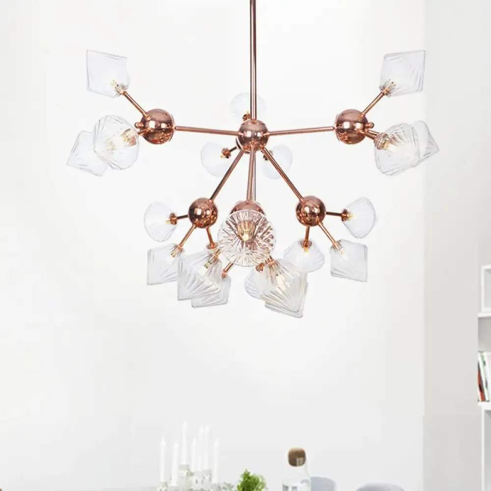 Farmhouse Style Diamond Chandelier: Amber/Clear Glass, Multiple Light Options, 13"/27.5"/34" Wide