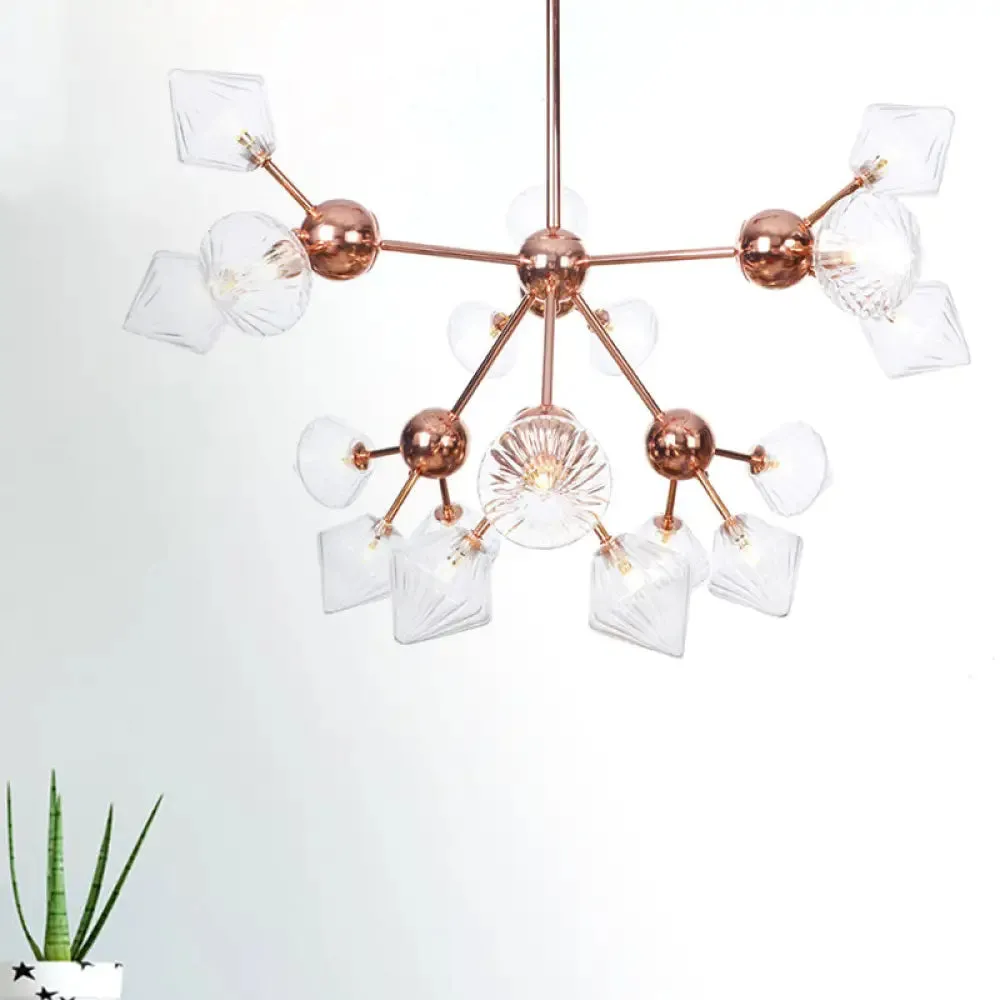 Farmhouse Style Diamond Chandelier: Amber/Clear Glass, Multiple Light Options, 13"/27.5"/34" Wide