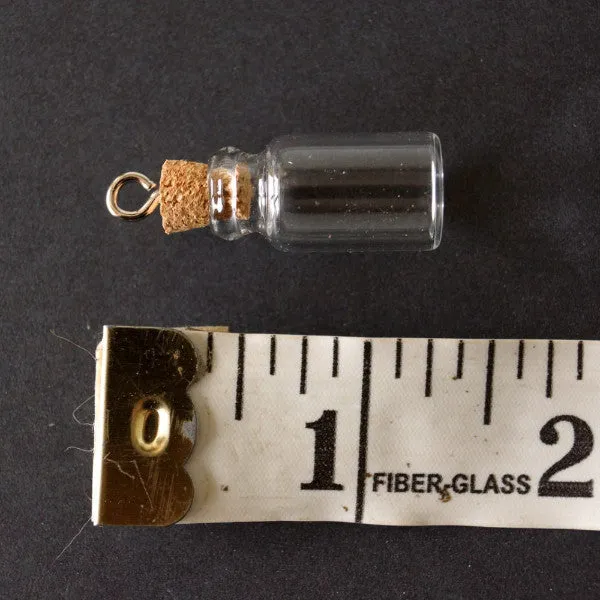 Fillable Glass Bottle / Glass Vial Charm with Cork Stopper and Eye Hook (22mm)